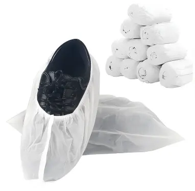 PLA Disposable Nonwoven Shoe Covers pla disposable nonwoven shoe covers, color options: Blue/Light Gray/White, size: 40*16cm